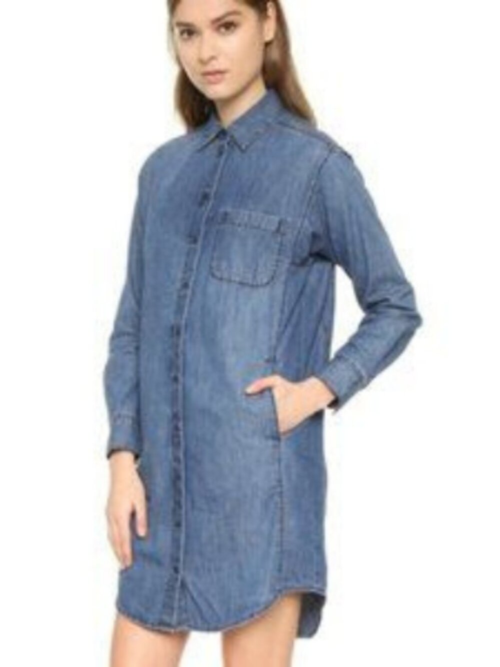 Madewell Luxe Sunday Denim Chambray Long Sleeve Shirt Dress